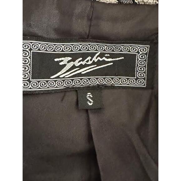 Zashi Women's Black & Beige Abstract Patchwork Jacket Long Sleeves Collar Small - Picture 6 of 6